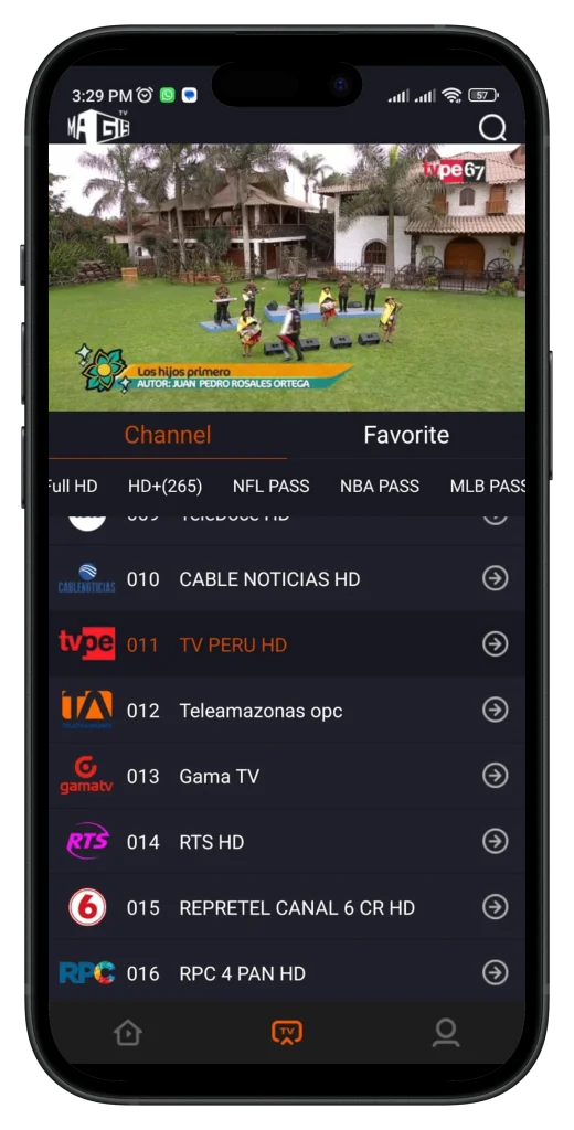 canales de televisión en directo que emiten en MagisTV